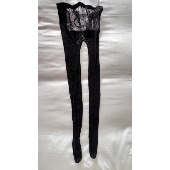 Fishnet Black Lace Tights Stockings Size XL Tall Floral Patterned Dressy Party - Picture 4 of 9